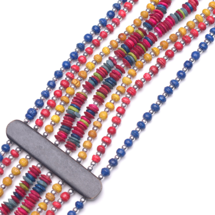 Cintura gioiello in legno con perline multicolor