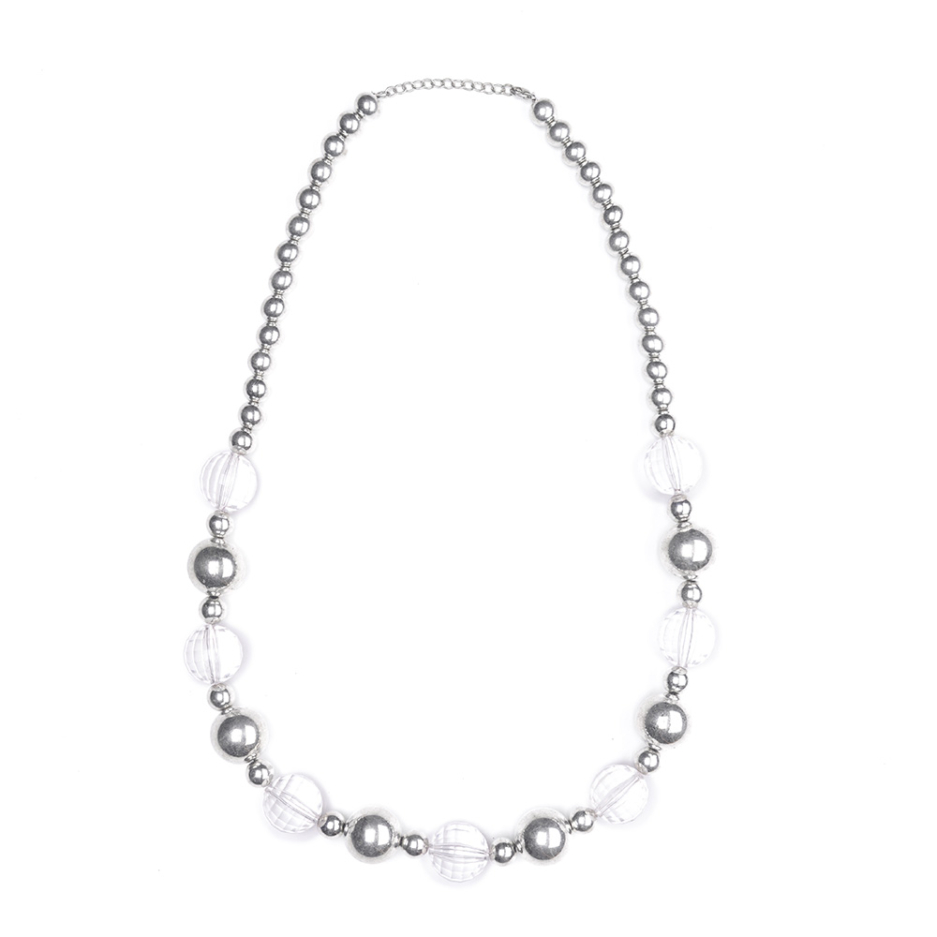 Collana con maxi perle argentate e trasparenti