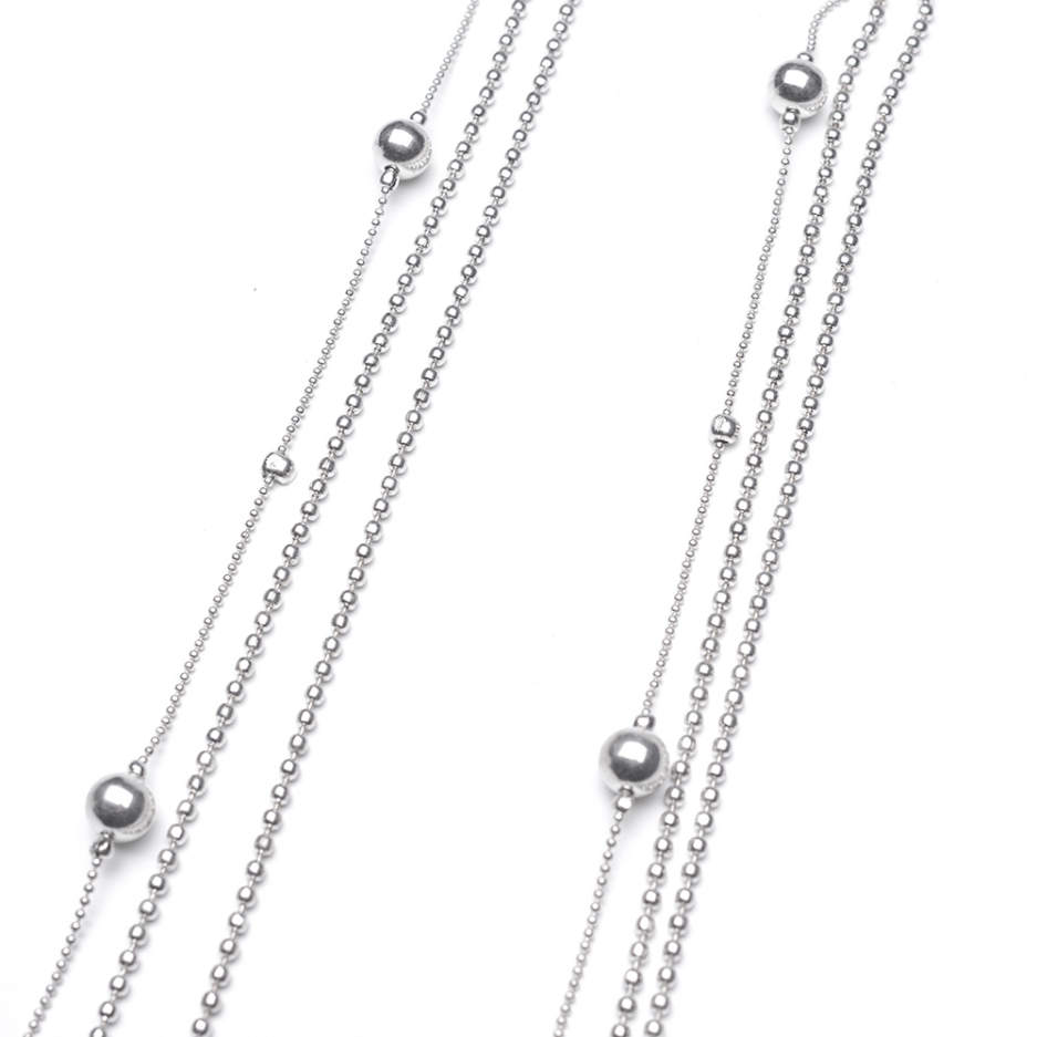 Collana multifilo con perline placcata in argento