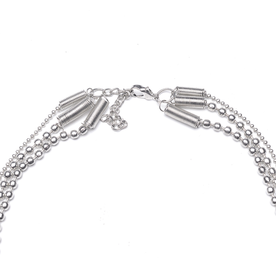 Collana multifilo con perline placcata in argento