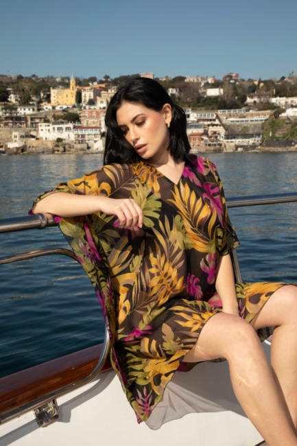 Kaftano in chiffon floreale