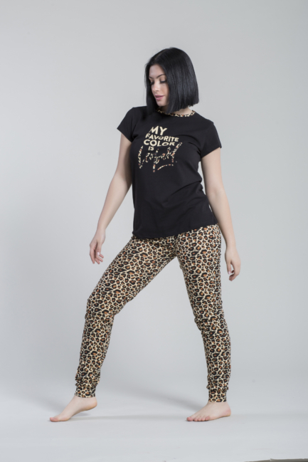 Pigiama mezze maniche e pantalone lungo linea Leopard