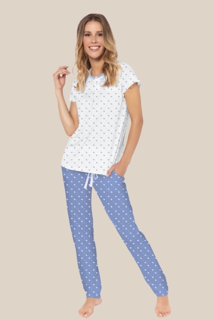Pigiama mezze maniche e pantalone lungo calibrato linea Seashell