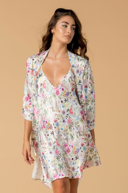 Completo in Satin Canotta e Vestaglia Frisia