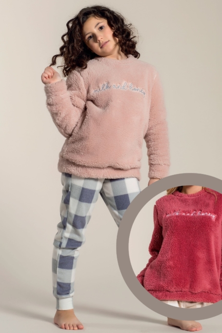 Pigiama Bimba in Sherpa e Pile Big Check