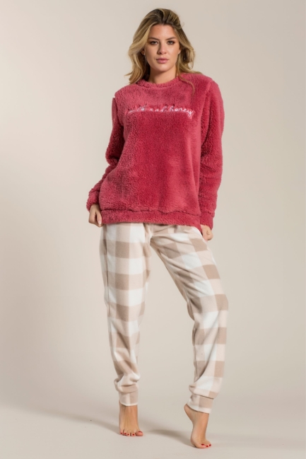 Pigiama Donna In sherpa e Pile Big Check