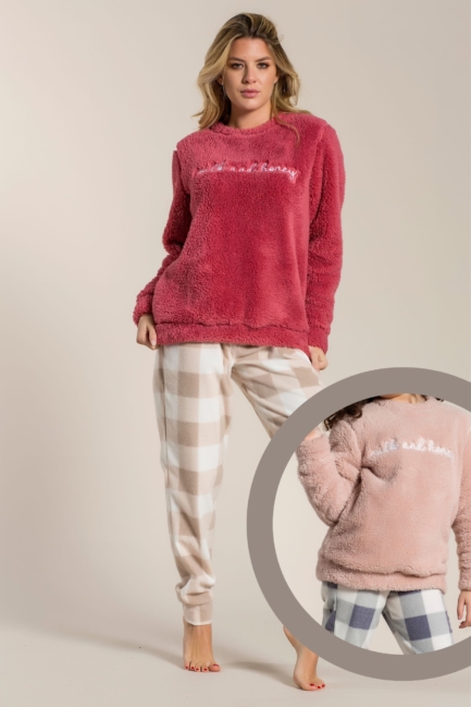 Pigiama Donna In sherpa e Pile Big Check